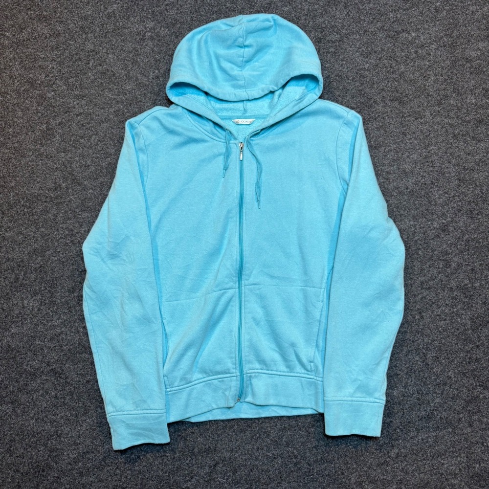 Jockey Womens Light Blue Full Zip Hoodie Sweatshirt Pockets Size L